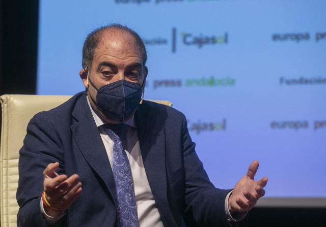 El presidente de ATA, Lorenzo Amor, interviene en los desayunos informativos de Europa Press Andalucía, con el patrocinio de Fundación Cajasol, Atlantic Copper, Cepsa y Laboratorios Vir. Sevilla (Andalucía, España), a 08 de febrero del 2021.