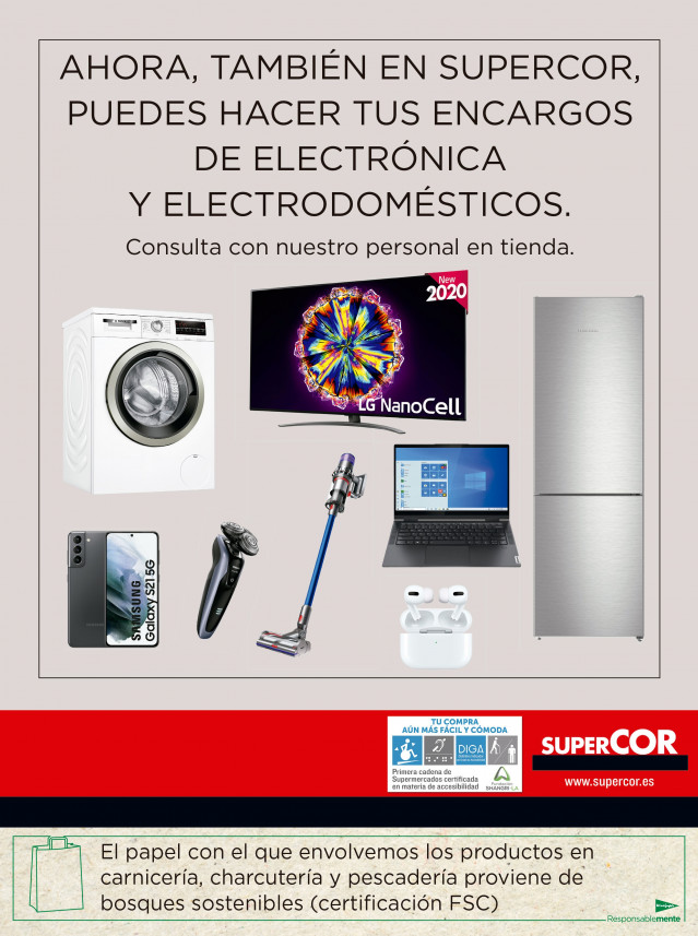 Catálogo de Supercor con la venta de productos de electrónica y electrodomésticos
