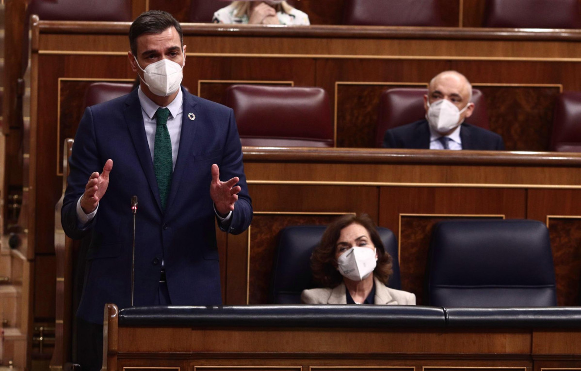 El presidente del Gobierno, Pedro Sánchez, en el Congreso