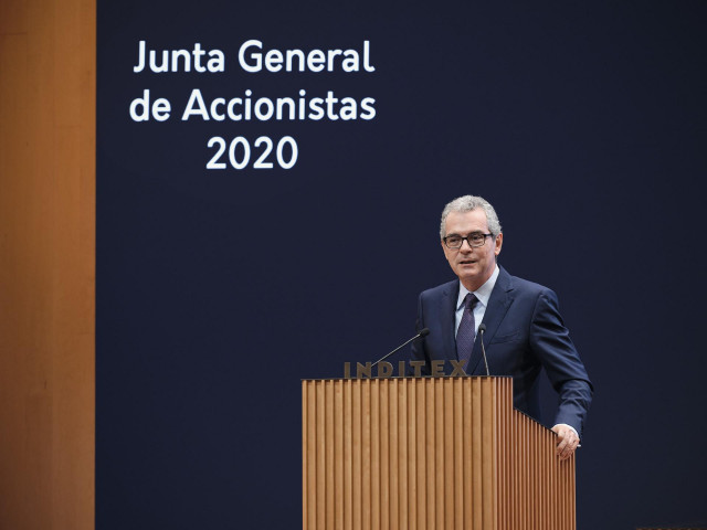 Archivo - Pablo Isla, presidente de Inditex, en la junta general de accionistas