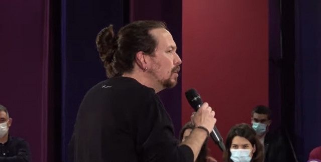 El líder de Podemos, Pablo Iglesias, en la presentación de la campaña electoral de Madrid