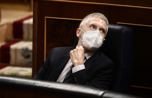 El ministro del Interior, Fernando Grande-Marlaska, durante una sesión de Control al Gobierno en el Congreso