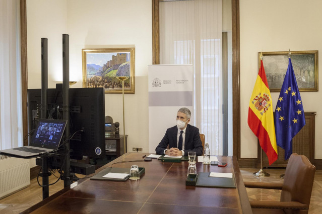 El ministro del Interior, Fernando Grande-Marlaska, durante la clausura del ‘I Congreso de Justicia Penal, Cumplimiento Penitenciario y Prácticas Restaurativas’.