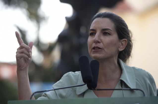 La candidata de Vox a la Presidencia de la Comunidad de Madrid, Rocío Monasterio, participa en un acto preelectoral en el distrito de Chamartín, a 16 de abril de 2021.