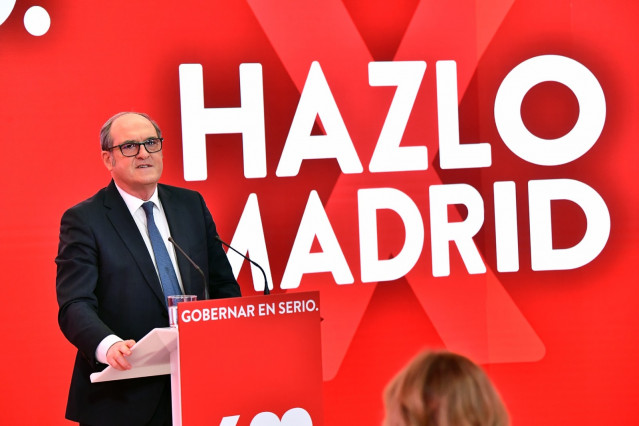 El candidato del PSOE a la Presidencia de la Comunidad de Madrid, Ángel Gabilondo durante la presentación de la campaña, 'Hazlo por Madrid', en la sede de Ferraz.