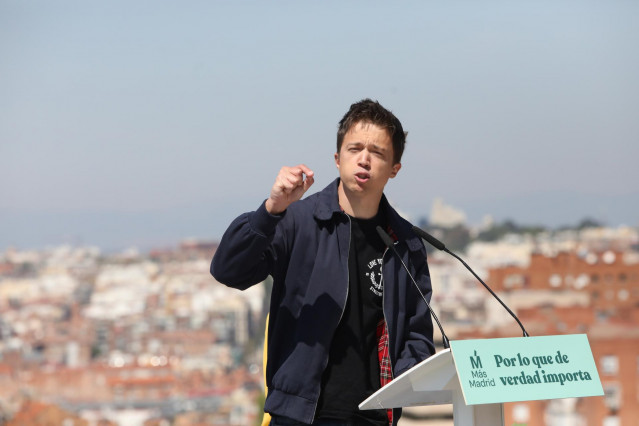El líder de Más País, Íñigo Errejón, durante el acto de inicio de campaña de Más Madrid para las elecciones a la Asamblea de Madrid