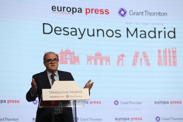 El candidato del PSOE a la Presidencia de la Comunidad de Madrid, Ángel Gabilondo, interviene en un Desayuno Madrid de Europa Press, a 19 de abril de 2021, en el Auditorio 