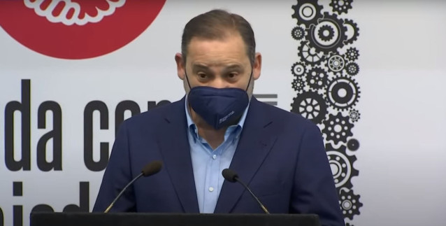 El ministro de Transportes, Movilidad y Agenda Urbana, José Luis Ábalos, durante un acto organizado por el PSOE con motivo del Día del Trabajador, a 1 de mayo de 2021 en Madrid