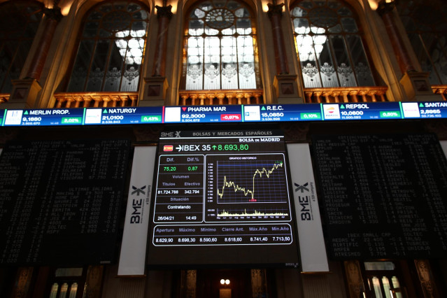 Valores del Ibex 35 en la Bolsa de Madrid.