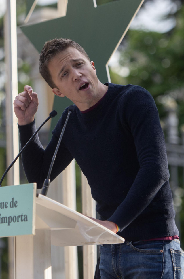 El líder de Más País, Íñigo Errejón durante un acto de cierre de campaña del partido.