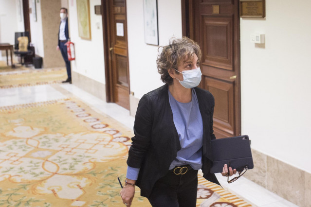 La vicepresidenta tercera del Congreso y diputada de Unidas Podemos, Gloria Elizo a su llegada a una Junta de Portavoces, a 5 de mayo de 2021, en el Congreso de los Diputados, Madrid, (España).