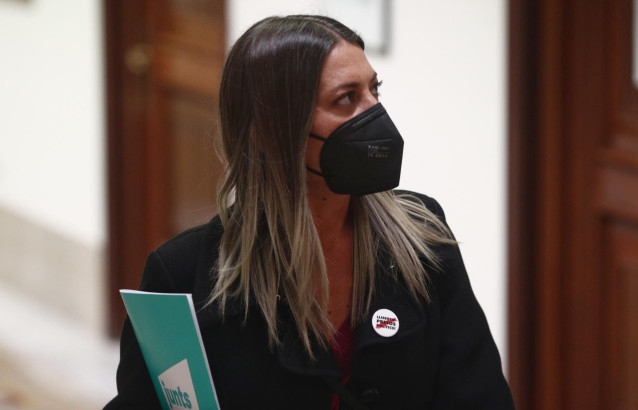 La portavoz de Junts, Miriam Nogueras, se dirige a una Junta de Portavoces convocada en el Congreso de los Diputados, a 13 de abril de 2021, en Madrid, (España).