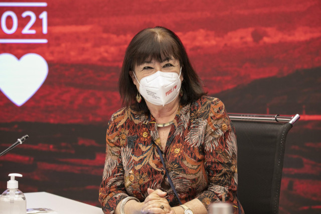 La vicepresidenta primera de la Mesa del Senado y también presidenta del PSOE, Cristina Narbona durante la Comisión Ejecutiva Federal del PSOE, a 6 de mayo de 2021, en Madrid (España).