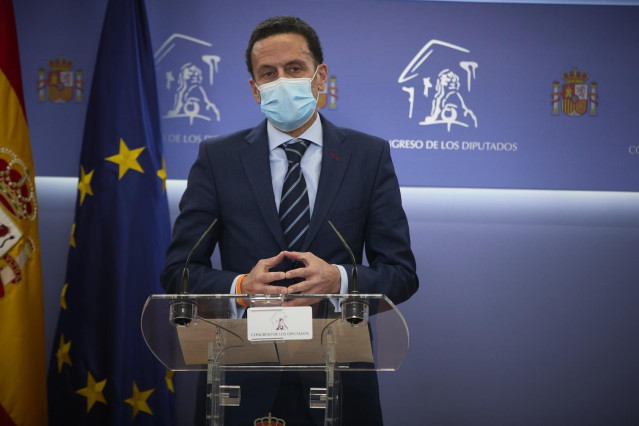 El portavoz adjunto de Ciudadanos en el Congreso de los Diputados, Edmundo Bal, en una rueda de prensa tras la Junta de Portavoces de la Cámara Baja.