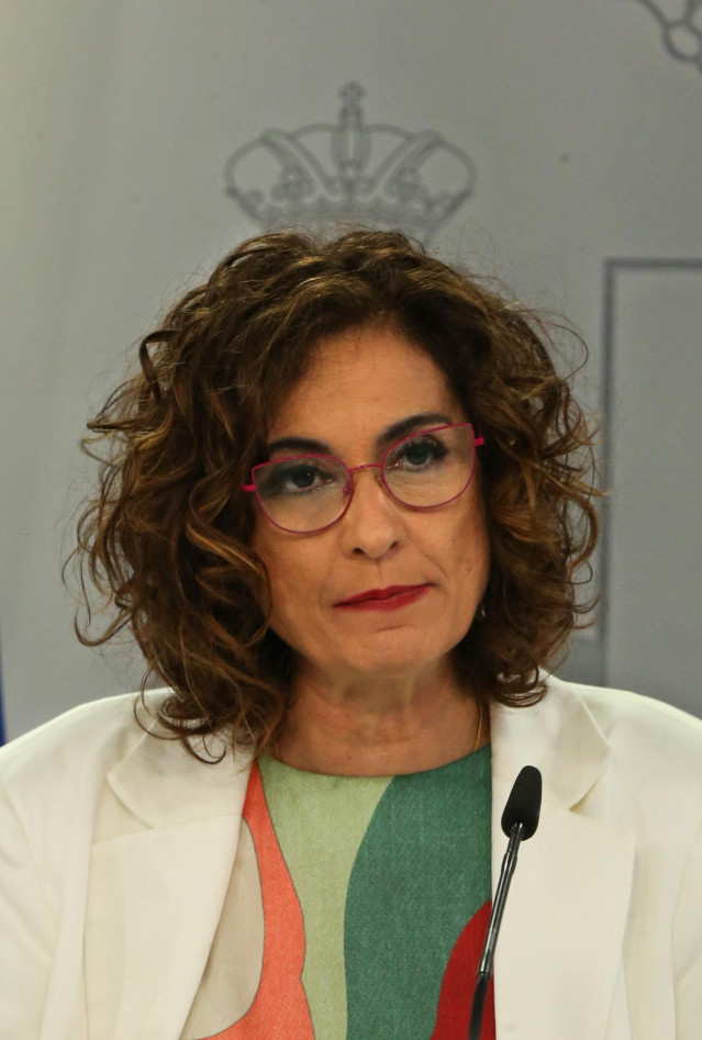 La ministra Portavoz y de Hacienda, María Jesús Montero, en una rueda de prensa posterior al Consejo de Ministros celebrado en Moncloa, a 11 de mayo de 2021, en Madrid (España).