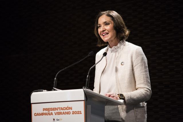 La ministra de Industria, Comercio y Turismo, Reyes Maroto, presenta la nueva campaña promoción turística internacional para el verano.