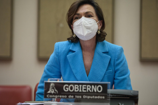 La vicepresidenta primera del Gobierno y ministra de la Presidencia, Relaciones con las Cortes y Memoria Democrática, Carmen Calvo