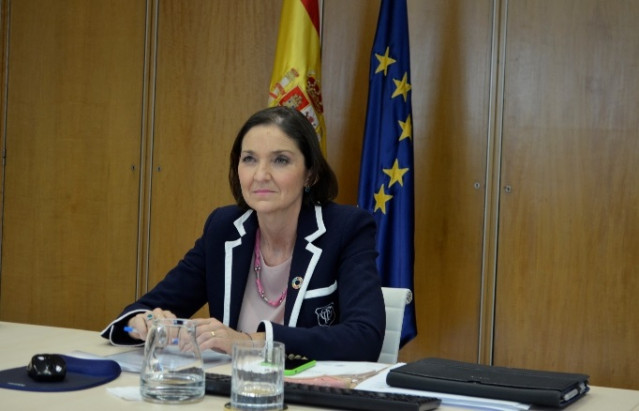 La ministra de Industria, Comercio y Turismo, Reyes Maroto, durante el Foro de Alto Nivel para el Turismo Sostenible.