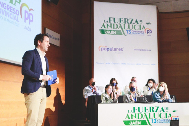 Teodoro García Egea durante su intervención en el Congreso Provincial del PP de Jaén