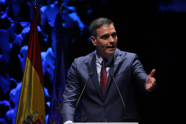 El presidente del Gobierno, Pedro Sánchez, interviene en la inauguración del IV Congreso Iberoamericano del Consejo Empresarial Alianza por Iberoamérica (CEAPI), a 17 de mayo de 2021, en Madrid, (España). El encuentro, que se celebra el 17 y 18 de mayo, r