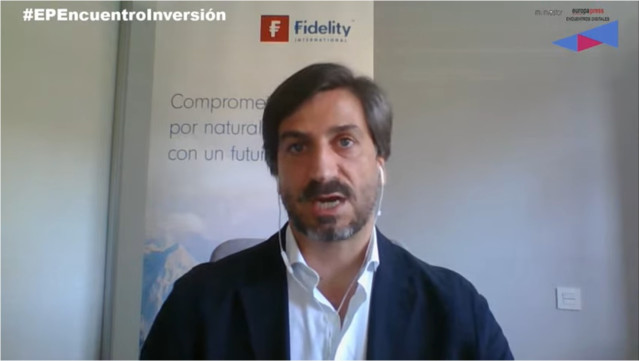 El director de ventas para España y Portugal de Fidelity, Óscar Esteban, en un encuentro organizado por Europa Press.