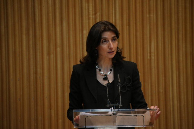 La presidenta del Senado, Pilar Llop, interviene en la jornada en el Congreso de los Diputados sobre el Estado Abierto,a 17 de mayo de 2021, en Madrid (España). Con motivo de la Semana de la Administración Abierta, la Cámara Baja acoge hoy la jornada. El