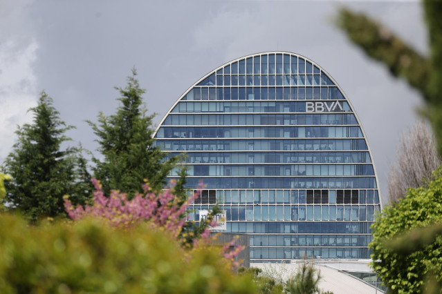 Edificio de la sede de BBVA en Madrid, conocido como ‘La Vela’, a 22 de abril de 2021, en Madrid (España).