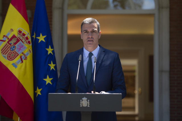 El presidente del Gobierno, Pedro Sánchez, ofrece una rueda de prensa tras la conclusión del Consejo de Ministros, a 18 de mayo de 2021, en Madrid (España)