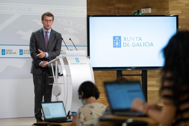Feijóo, durante la rueda de prensa posterior al Consello de la Xunta.