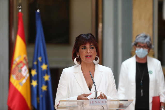 La líder de Anticapitalistas en Andalucía y diputada autonómica, Teresa Rodríguez interviene tras presentar una propuesta desde Andalucía en el Senado, a 24 de mayo de 2021, en Madrid (España).