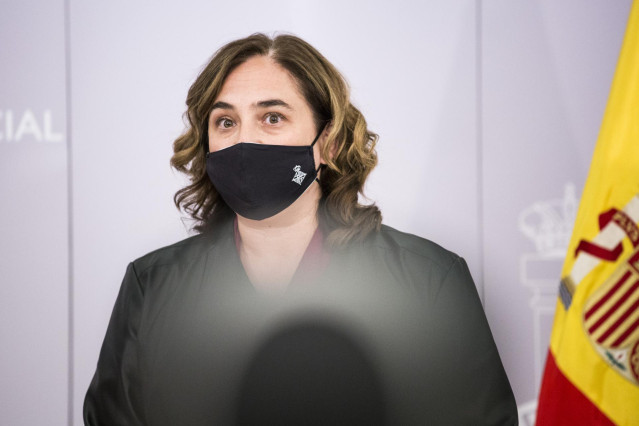 La alcaldesa de Barcelona, Ada Colau comparece en rueda de prensa, después de un encuentro de trabajo con la vicepresidenta tercera y ministra de Trabajo y Economía Social, en el Ministerio de Trabajo y Economía Social, a 25 de mayo de 2021, en Madrid (Es