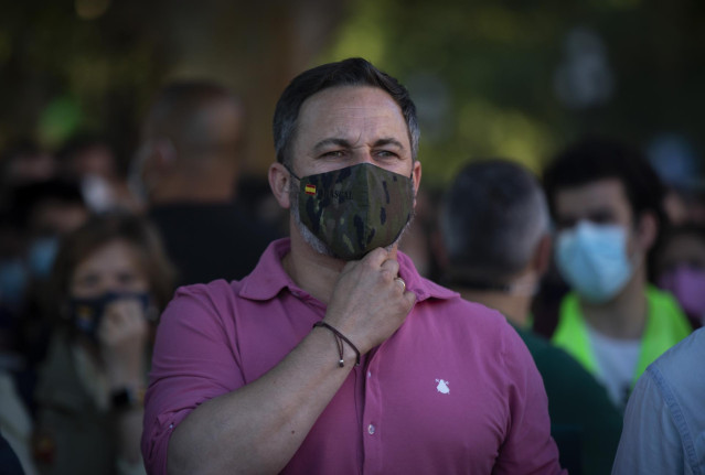 El presidente nacional de Vox, Santiago Abascal , durante una manifestación 