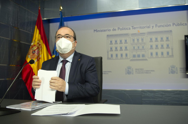 El ministro de Política Territorial y Función Pública, Miquel Iceta, durante la presentación del documento ‘Orientaciones para el cambio’, a 26 de mayo de 2021, en Madrid (España). Este documento es resultado del debate y la participación de un total de 7