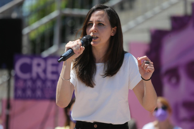 La ministra de Derechos Sociales, Ione Belarra, durante la presentación de su candidatura para liderar Podemos, a 29 de mayo de 2021, en Getafe, Madrid (España).