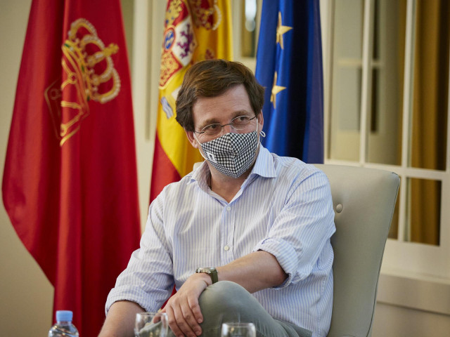El alcalde de Madrid, José Luis Martínez-Almeida, durante el acto de clausura del I Foro Pepe Núñez ‘La importancia de la gestión municipal en pandemia’, a 30 de mayo de 2021, en Pamplona, Navarra (España).
