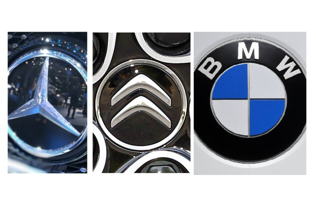 Logos de Mercedes-Benz, Citroën y BMW.