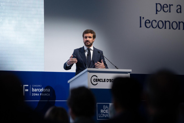 El presidente del PP, Pablo Casado, interviene en la Reunión Anual del Cercle d'Economia en Barcelona.