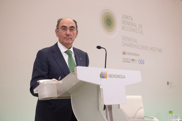 El presidente de Iberdrola, Ignacio Galán, en la junta de la compañía