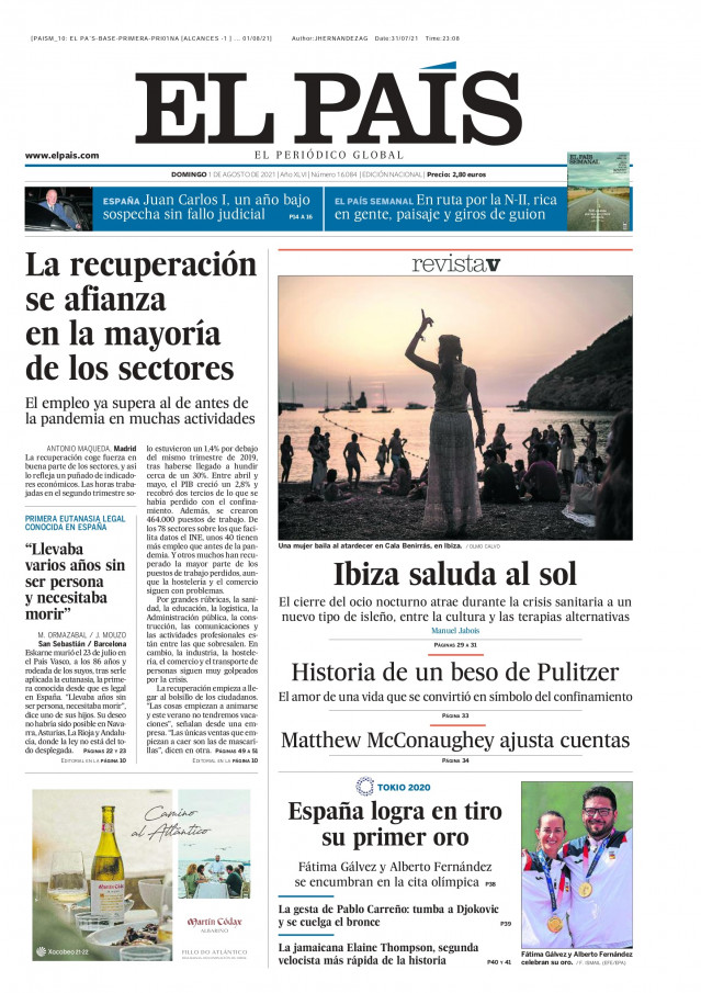 Portada del 1 de agosto de El País