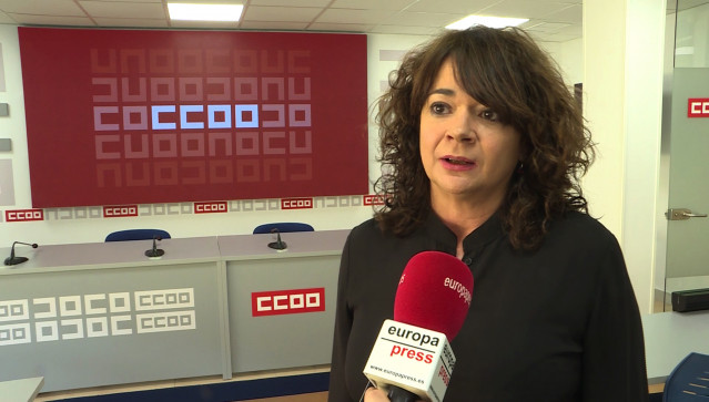 Archivo - La secretaria de empleo y cualificación profesional de Comisiones Obreras, Lola Santillana, durante sus declaraciones para EuropaPress sobre los datos del paro en el mes de febrero, donde ha destacado que el aumento del paro en ese mes 'se cebó