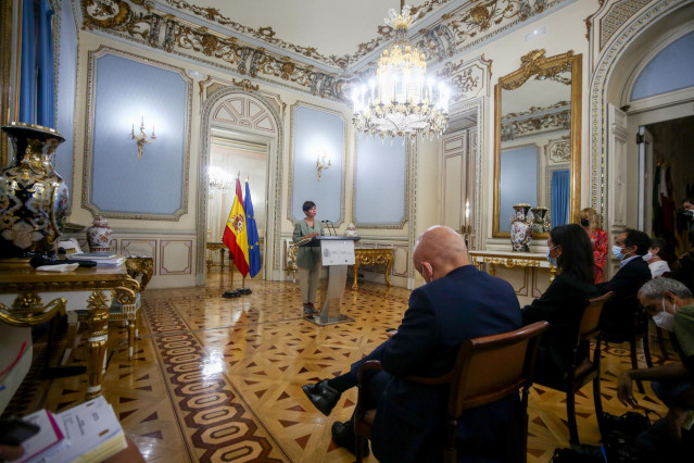 La ministra de Política Territorial y Función Pública, Isabel Rodríguez, en una rueda de prensa