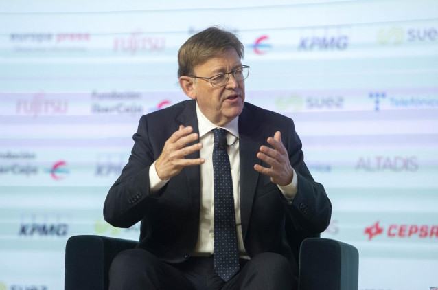 El presidente de la Generalitat valenciana, Ximo Puig, interviene en un Desayuno Informativo de Europa Press en el Auditorio El Beatriz Madrid, a 21 de julio de 2021, en Madrid (España).