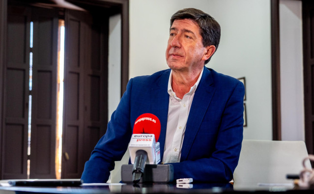El vicepresidente de la Junta y consejero, Juan Marín, durante la entrevista con Europa Press.