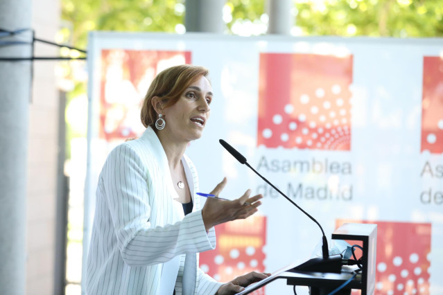 Archivo - La portavoz de Más Madrid en la Comunidad y líder de la oposición, Mónica García, ofrece una rueda de prensa previa a la celebración de una sesión plenaria en la Asamblea de Madrid, a 15 de julio de 2021, en Madrid (España). El pleno debate hoy