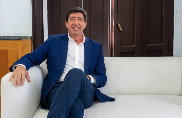 El vicepresidente de la Junta y consejero, Juan Marín, durante la entrevista con Europa Press.