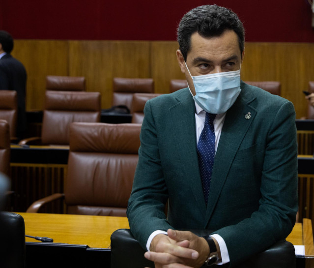 El presidente de la Junta de Andalucía, Juanma Moreno, en una imagen de 21 de julio en el Parlamento de Andalucía.
