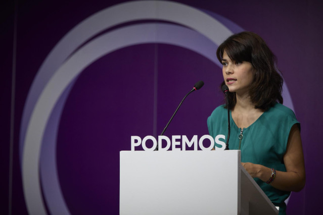 Archivo - La portavoz de Podemos, Isa Serra, durante una rueda de prensa en la sede del partido, a 19 de julio de 2021, en Madrid (España).