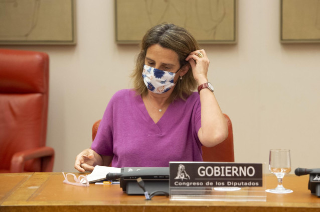Archivo - La vicepresidenta cuarta del Gobierno y ministra de Transición Ecológica y Reto Demográfico, Teresa Ribera, comparece en la Comisión de Transición Ecológica y Reto Demográfico del Congreso