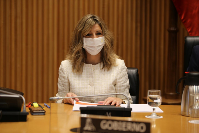 Archivo - La ministra de Trabajo, Yolanda Díaz, en el Congreso.