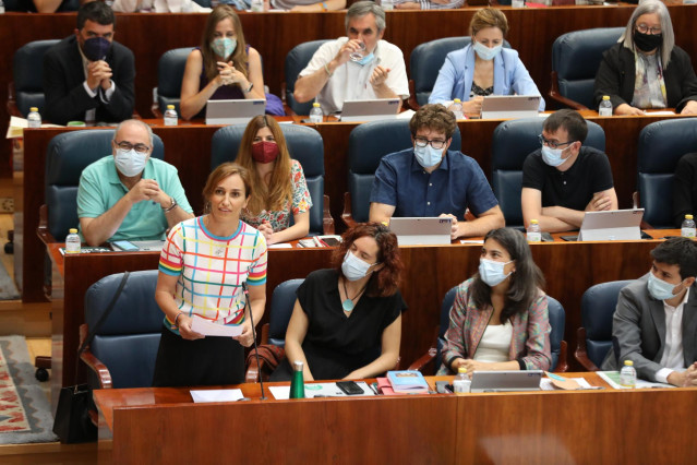 Archivo - La portavoz de Más Madrid en la Asamblea de Madrid, Mónica García, interviene en una sesión de control al Gobierno de la Comunidad de Madrid en la Asamblea de Madrid, a 8 de julio de 2021, en Madrid, (España). Este pleno en la Asamblea de Madrid